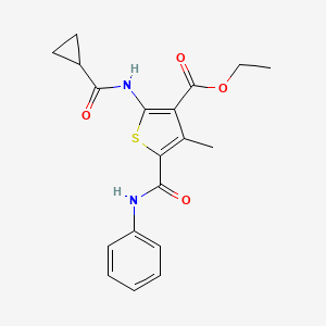 molecular formula C19H20N2O4S B4944407 ethyl 5-(anilinocarbonyl)-2-[(cyclopropylcarbonyl)amino]-4-methyl-3-thiophenecarboxylate 