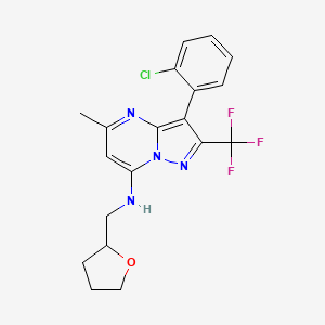 molecular formula C19H18ClF3N4O B4944417 3-(2-chlorophenyl)-5-methyl-N-(tetrahydro-2-furanylmethyl)-2-(trifluoromethyl)pyrazolo[1,5-a]pyrimidin-7-amine 
