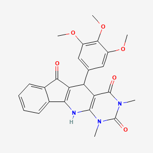 molecular formula C25H23N3O6 B4944467 1,3-dimethyl-5-(3,4,5-trimethoxyphenyl)-5,11-dihydro-1H-indeno[2',1':5,6]pyrido[2,3-d]pyrimidine-2,4,6(3H)-trione 