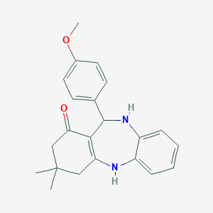 molecular formula C22H24N2O2 B494448 11-(4-methoxyphenyl)-3,3-dimethyl-2,3,4,5,10,11-hexahydro-1H-dibenzo[b,e][1,4]diazepin-1-one CAS No. 82408-02-4