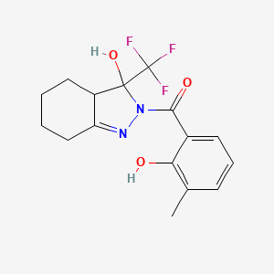 molecular formula C16H17F3N2O3 B4944480 2-(2-hydroxy-3-methylbenzoyl)-3-(trifluoromethyl)-3,3a,4,5,6,7-hexahydro-2H-indazol-3-ol 