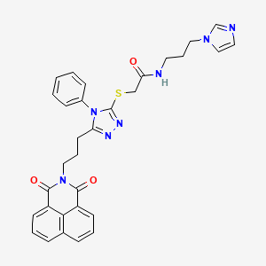 molecular formula C31H29N7O3S B4944492 2-({5-[3-(1,3-dioxo-1H-benzo[de]isoquinolin-2(3H)-yl)propyl]-4-phenyl-4H-1,2,4-triazol-3-yl}thio)-N-[3-(1H-imidazol-1-yl)propyl]acetamide 