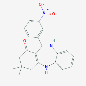 molecular formula C21H21N3O3 B494450 9,9-dimethyl-6-(3-nitrophenyl)-6,8,10,11-tetrahydro-5H-benzo[b][1,4]benzodiazepin-7-one CAS No. 145628-71-3