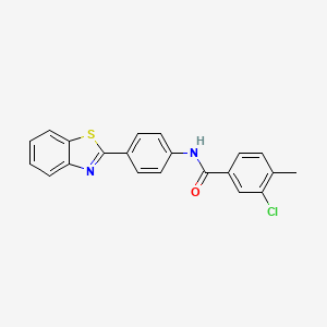 molecular formula C21H15ClN2OS B4944503 N-[4-(1,3-benzothiazol-2-yl)phenyl]-3-chloro-4-methylbenzamide 