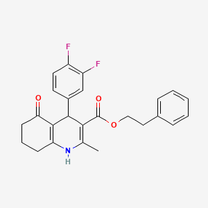 molecular formula C25H23F2NO3 B4944551 2-phenylethyl 4-(3,4-difluorophenyl)-2-methyl-5-oxo-1,4,5,6,7,8-hexahydro-3-quinolinecarboxylate 