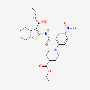 molecular formula C26H31N3O7S B4944608 ethyl 1-[2-({[3-(ethoxycarbonyl)-4,5,6,7-tetrahydro-1-benzothien-2-yl]amino}carbonyl)-4-nitrophenyl]-4-piperidinecarboxylate 