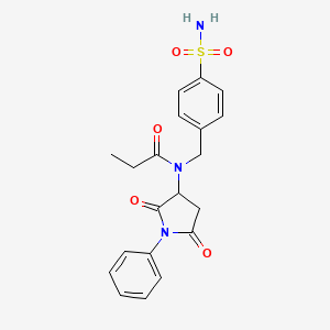 N-(2,5-dioxo-1-phenylpyrrolidin-3-yl)-N-[(4-sulfamoylphenyl)methyl]propanamide