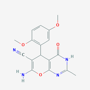 7-amino-5-(2,5-dimethoxyphenyl)-2-methyl-4-oxo-3,5-dihydro-4H-pyrano[2,3-d]pyrimidine-6-carbonitrile