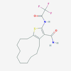 molecular formula C17H23F3N2O2S B494473 2-[(Trifluoroacetyl)amino]-4,5,6,7,8,9,10,11,12,13-decahydrocyclododeca[b]thiophene-3-carboxamide 