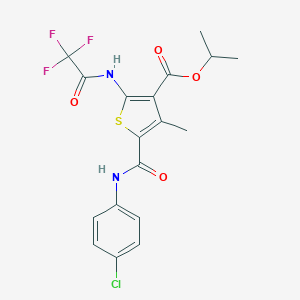 molecular formula C18H16ClF3N2O4S B494479 Isopropyl 5-[(4-chloroanilino)carbonyl]-4-methyl-2-[(trifluoroacetyl)amino]thiophene-3-carboxylate 