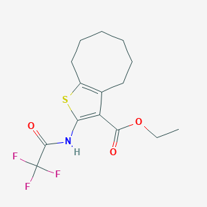molecular formula C15H18F3NO3S B494480 Ethyl 2-[(trifluoroacetyl)amino]-4,5,6,7,8,9-hexahydrocycloocta[b]thiophene-3-carboxylate 