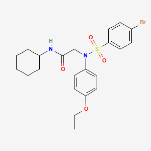 molecular formula C22H27BrN2O4S B4944816 N~2~-[(4-bromophenyl)sulfonyl]-N~1~-cyclohexyl-N~2~-(4-ethoxyphenyl)glycinamide 