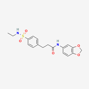 molecular formula C18H20N2O5S B4944833 N-1,3-benzodioxol-5-yl-3-{4-[(ethylamino)sulfonyl]phenyl}propanamide 