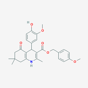 4-Methoxybenzyl 4-(4-hydroxy-3-methoxyphenyl)-2,7,7-trimethyl-5-oxo-1,4,5,6,7,8-hexahydroquinoline-3-carboxylate