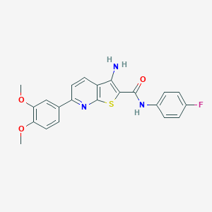 molecular formula C22H18FN3O3S B494493 3-amino-6-(3,4-dimethoxyphenyl)-N-(4-fluorophenyl)thieno[2,3-b]pyridine-2-carboxamide CAS No. 500145-09-5