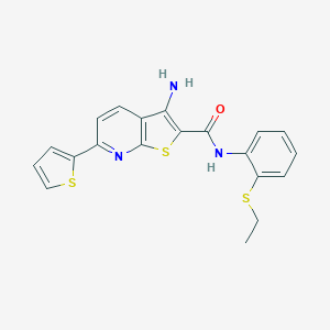 molecular formula C20H17N3OS3 B494496 3-amino-N-[2-(ethylsulfanyl)phenyl]-6-(2-thienyl)thieno[2,3-b]pyridine-2-carboxamide 