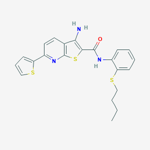 molecular formula C22H21N3OS3 B494498 3-amino-N-[2-(butylsulfanyl)phenyl]-6-(2-thienyl)thieno[2,3-b]pyridine-2-carboxamide CAS No. 445267-11-8