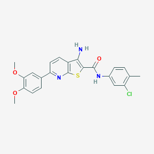 molecular formula C23H20ClN3O3S B494501 3-amino-N-(3-chloro-4-methylphenyl)-6-(3,4-dimethoxyphenyl)thieno[2,3-b]pyridine-2-carboxamide 
