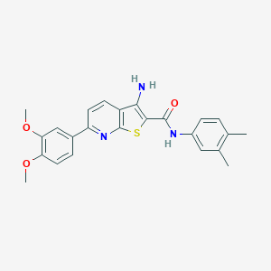 molecular formula C24H23N3O3S B494502 3-amino-6-(3,4-dimethoxyphenyl)-N-(3,4-dimethylphenyl)thieno[2,3-b]pyridine-2-carboxamide 