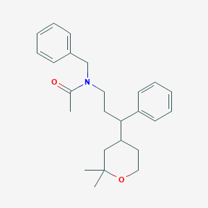 N-benzyl-N-[3-(2,2-dimethyloxan-4-yl)-3-phenylpropyl]acetamide