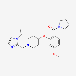 1-[(1-ethyl-1H-imidazol-2-yl)methyl]-4-[5-methoxy-2-(1-pyrrolidinylcarbonyl)phenoxy]piperidine