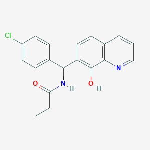 molecular formula C19H17ClN2O2 B4945396 N-[(4-chlorophenyl)(8-hydroxy-7-quinolinyl)methyl]propanamide 