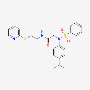 molecular formula C24H27N3O3S2 B4945442 N~2~-(4-isopropylphenyl)-N~2~-(phenylsulfonyl)-N~1~-[2-(2-pyridinylthio)ethyl]glycinamide 