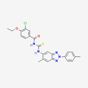 molecular formula C24H22ClN5O2S B4945450 3-chloro-4-ethoxy-N-({[6-methyl-2-(4-methylphenyl)-2H-1,2,3-benzotriazol-5-yl]amino}carbonothioyl)benzamide 