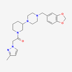 molecular formula C23H31N5O3 B4945467 1-(1,3-benzodioxol-5-ylmethyl)-4-{1-[(3-methyl-1H-pyrazol-1-yl)acetyl]-3-piperidinyl}piperazine 