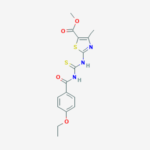 molecular formula C16H17N3O4S2 B494548 Methyl 2-({[(4-ethoxybenzoyl)amino]carbonothioyl}amino)-4-methyl-1,3-thiazole-5-carboxylate 