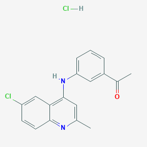 molecular formula C18H16Cl2N2O B4945489 1-{3-[(6-chloro-2-methyl-4-quinolinyl)amino]phenyl}ethanone hydrochloride 