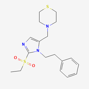 molecular formula C18H25N3O2S2 B4945507 4-{[2-(ethylsulfonyl)-1-(2-phenylethyl)-1H-imidazol-5-yl]methyl}thiomorpholine 