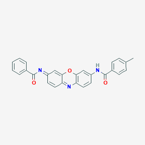 molecular formula C27H19N3O3 B494551 N-[3-(benzoylimino)-3H-phenoxazin-7-yl]-4-methylbenzamide 