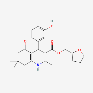 molecular formula C24H29NO5 B4945552 tetrahydro-2-furanylmethyl 4-(3-hydroxyphenyl)-2,7,7-trimethyl-5-oxo-1,4,5,6,7,8-hexahydro-3-quinolinecarboxylate 