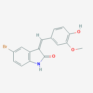 molecular formula C16H12BrNO3 B494556 5-bromo-3-(4-hydroxy-3-methoxybenzylidene)-1,3-dihydro-2H-indol-2-one 