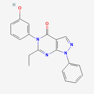 molecular formula C19H16N4O2 B4945586 6-ethyl-5-(3-hydroxyphenyl)-1-phenyl-1,5-dihydro-4H-pyrazolo[3,4-d]pyrimidin-4-one 