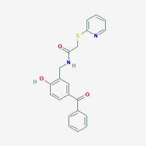 molecular formula C21H18N2O3S B494559 N-(5-Benzoyl-2-hydroxybenzyl)-2-(2-pyridinylsulfanyl)acetamide 
