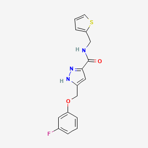 molecular formula C16H14FN3O2S B4945598 5-[(3-fluorophenoxy)methyl]-N-(2-thienylmethyl)-1H-pyrazole-3-carboxamide 