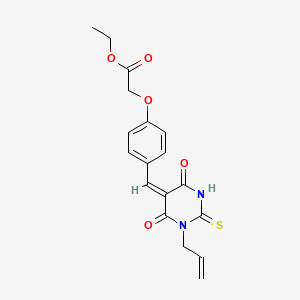 molecular formula C18H18N2O5S B4945604 ethyl {4-[(1-allyl-4,6-dioxo-2-thioxotetrahydro-5(2H)-pyrimidinylidene)methyl]phenoxy}acetate 