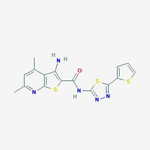 molecular formula C16H13N5OS3 B494561 3-amino-4,6-dimethyl-N-[5-(2-thienyl)-1,3,4-thiadiazol-2-yl]thieno[2,3-b]pyridine-2-carboxamide 