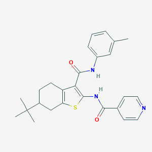 molecular formula C26H29N3O2S B494565 N-[6-tert-butyl-3-(3-toluidinocarbonyl)-4,5,6,7-tetrahydro-1-benzothien-2-yl]isonicotinamide 