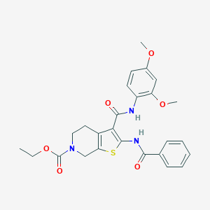 molecular formula C26H27N3O6S B494569 ethyl 3-[(2,4-dimethoxyphenyl)carbamoyl]-2-[(phenylcarbonyl)amino]-4,7-dihydrothieno[2,3-c]pyridine-6(5H)-carboxylate 