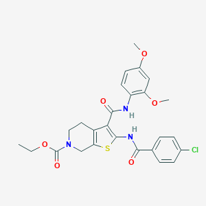 ethyl 2-[(4-chlorobenzoyl)amino]-3-[(2,4-dimethoxyanilino)carbonyl]-4,7-dihydrothieno[2,3-c]pyridine-6(5H)-carboxylate