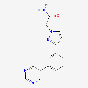 molecular formula C15H13N5O B4945711 2-{3-[3-(5-pyrimidinyl)phenyl]-1H-pyrazol-1-yl}acetamide 