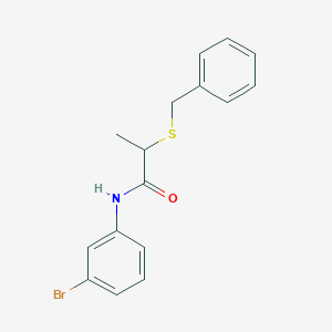 molecular formula C16H16BrNOS B4945724 2-(benzylthio)-N-(3-bromophenyl)propanamide 