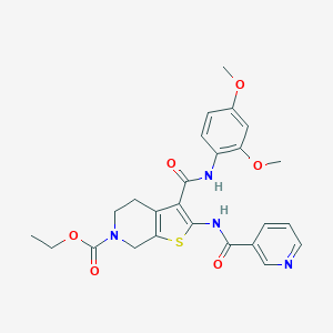 molecular formula C25H26N4O6S B494574 ethyl 3-[(2,4-dimethoxyanilino)carbonyl]-2-[(3-pyridinylcarbonyl)amino]-4,7-dihydrothieno[2,3-c]pyridine-6(5H)-carboxylate 