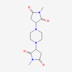 molecular formula C14H20N4O4 B4945758 3,3'-(1,4-piperazinediyl)bis(1-methyl-2,5-pyrrolidinedione) 