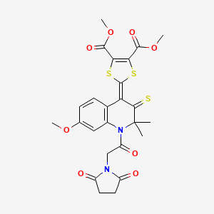 dimethyl 2-[1-[(2,5-dioxo-1-pyrrolidinyl)acetyl]-7-methoxy-2,2-dimethyl-3-thioxo-2,3-dihydro-4(1H)-quinolinylidene]-1,3-dithiole-4,5-dicarboxylate