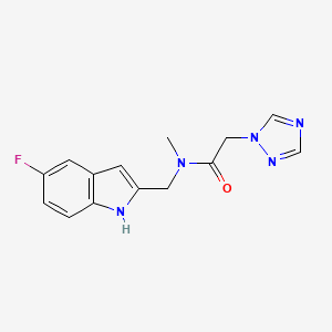 N-[(5-fluoro-1H-indol-2-yl)methyl]-N-methyl-2-(1H-1,2,4-triazol-1-yl)acetamide