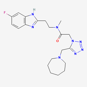 molecular formula C20H27FN8O B4945824 2-[5-(1-azepanylmethyl)-1H-tetrazol-1-yl]-N-[2-(5-fluoro-1H-benzimidazol-2-yl)ethyl]-N-methylacetamide 